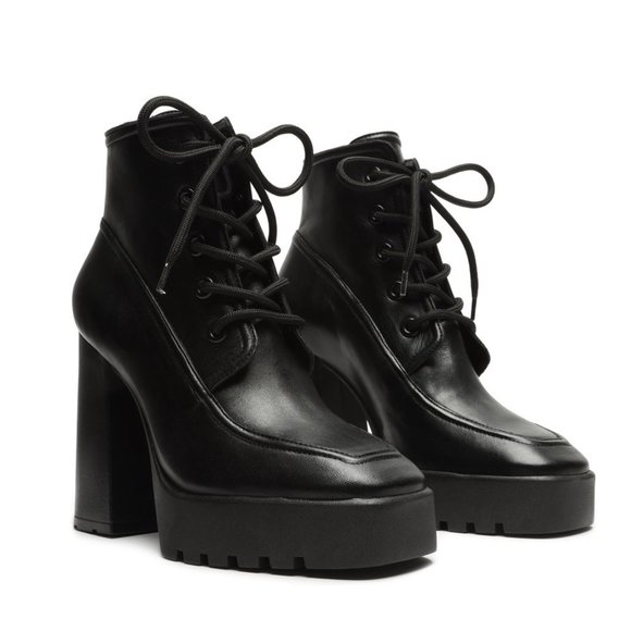 SCHUTZ Shoes - SCHUTZ Taliani Black Leather Lace Up Platform Boots 8